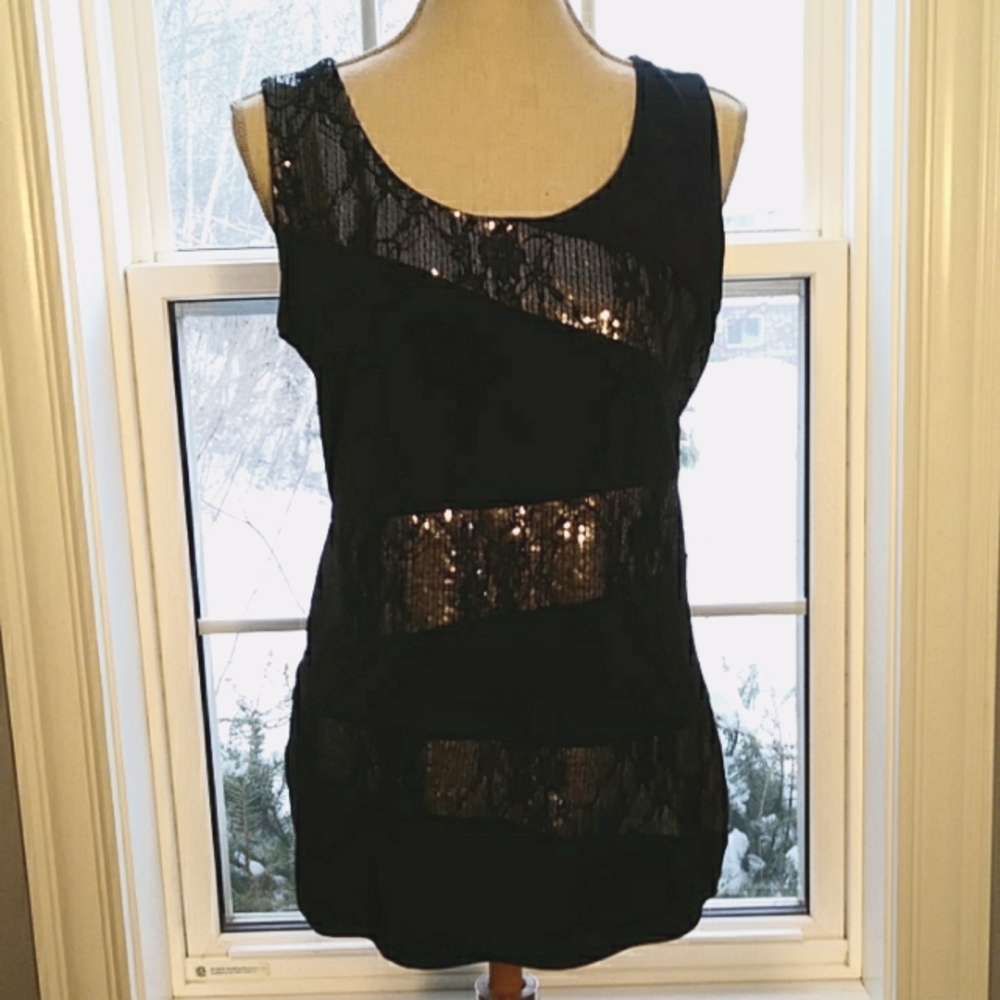Softworks Black + Silver sequin dress tank